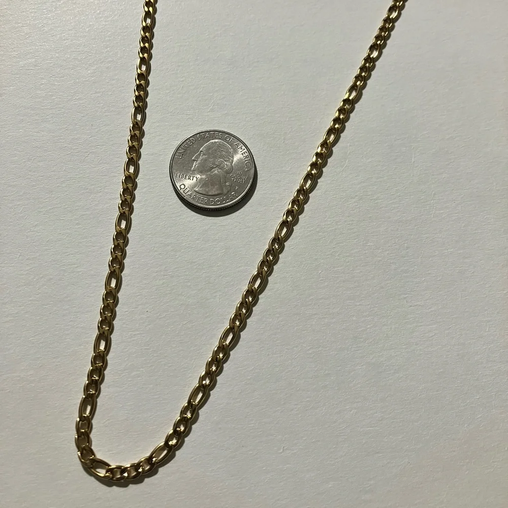 Real 18k Gold Plated 20 in Stainless Steel Figaro Chain Brand NEW Various Length